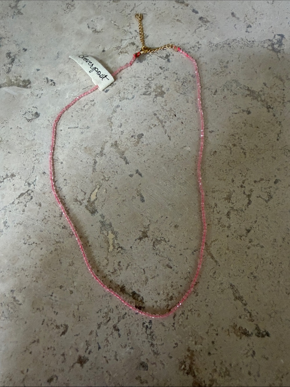 NWT CLOVERPOST Pink Beaded Necklace - Delicate Pink Strand Gift